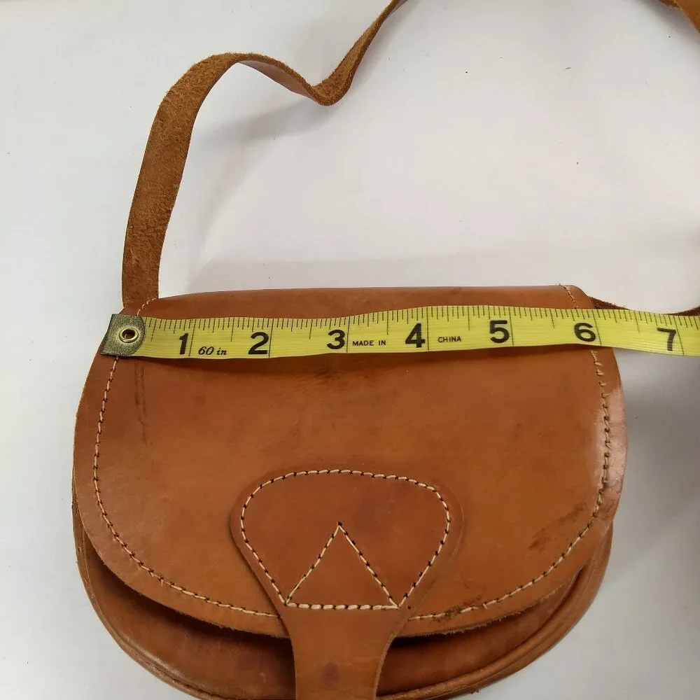 Frances Denney Leather Purse Bag Mini Saddlebag Crossbody Strap  Buckle Closure